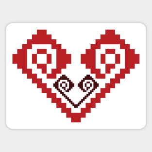 Two hearts - Traditional Romanian folk art knitted embroidery pattern Sticker